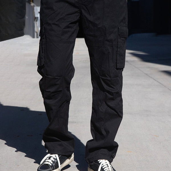 Men's Oversized Black Cargo Pants With Pockets | Martin Valen
